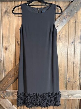 Just...Taylor Black Sleeveless Midi Dress with Floral Trim